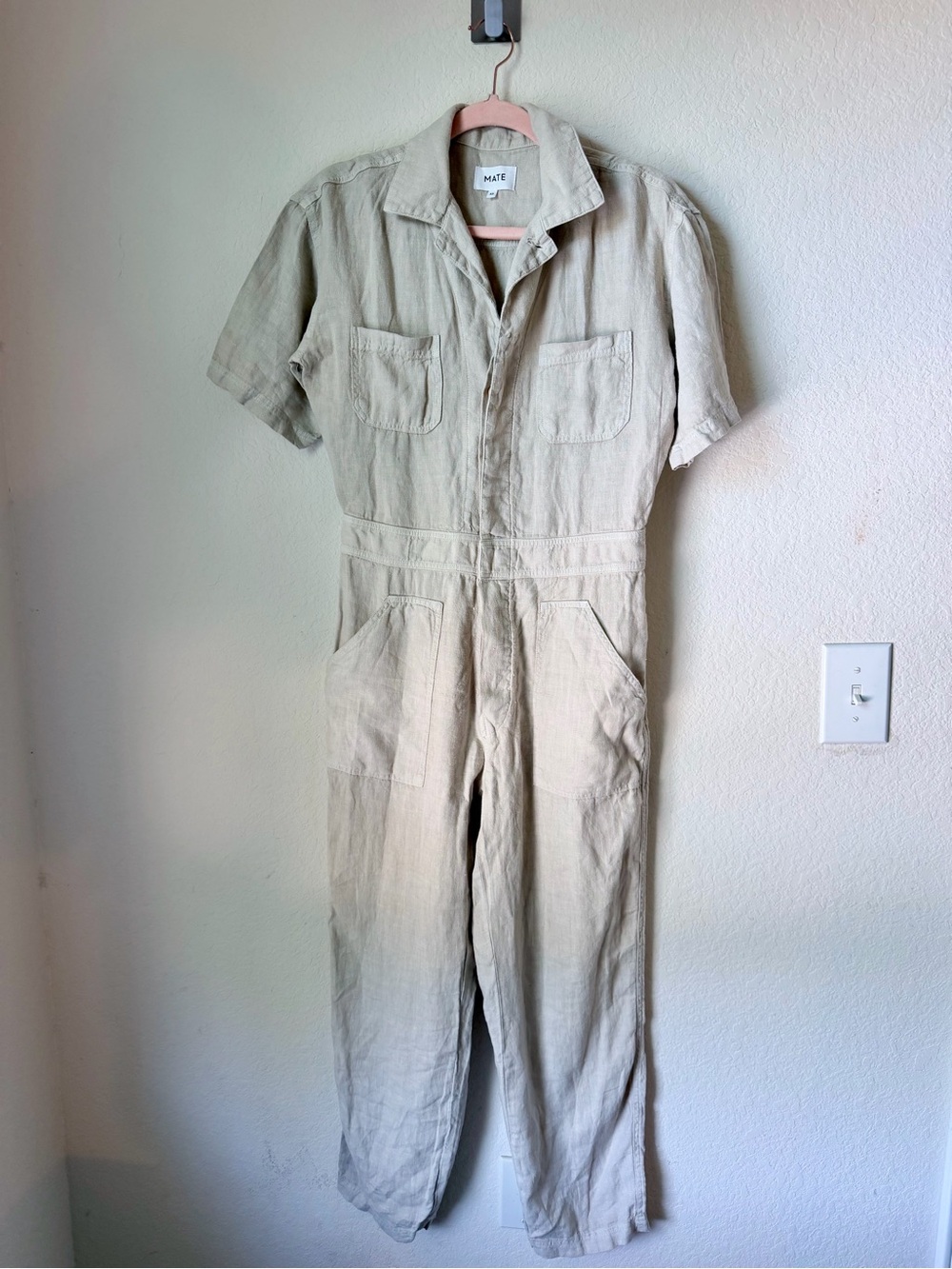 MATE the Label Linen Short Sleeve Jumpsuit
